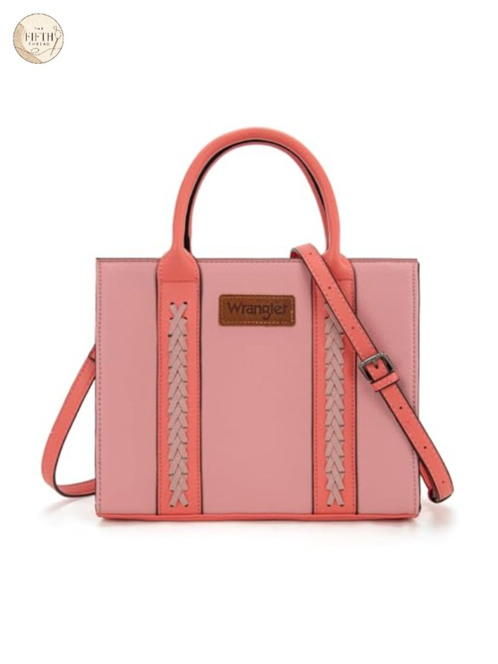 Whipstitch Vegan Leather Satchel Tote Bag with Crossbody Strap
